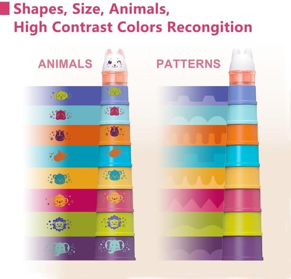 Baby Stacking Legetøj til Småbørn 1-3 år, Nesting Kop Form Sorterer til Spædbørn 6 til 12-18 Måneder, Lærings Stackable Blok, Fødselsdagsgave til Pige Dreng 9 Måneder