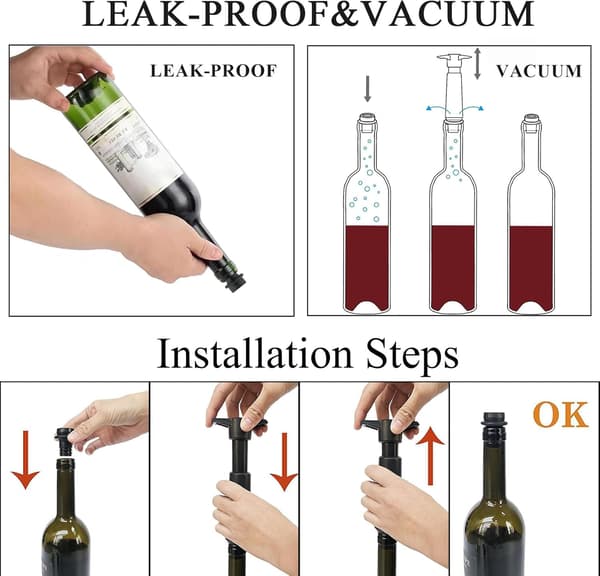 Vacu Vin Sort Pumpe med Vinprop - Holder Vinen Frisk