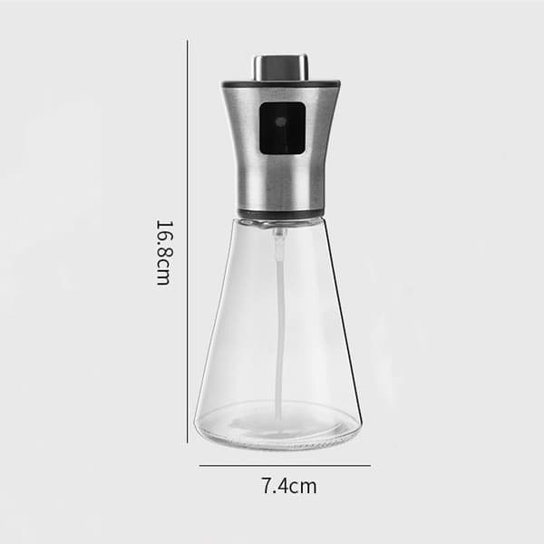 Premium Sprayflaske – Elegante oliesprøjter med glas og rustfrit stål, 200 ml kapacitet, sølv konisk design