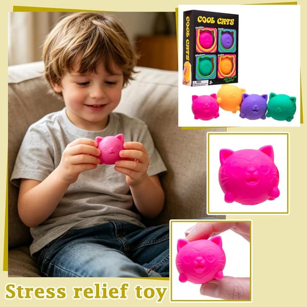Squishy, 4-pak sukkerkugledesign, angstlindrende klemme til sanseleg, sansefidget, langsomt stigende squishy stressbolde