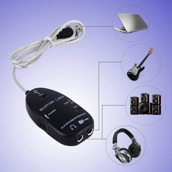 USB-gitarledning Gitar til USB-grensesnittkabel Koble lyd for PC-opptaksadapter