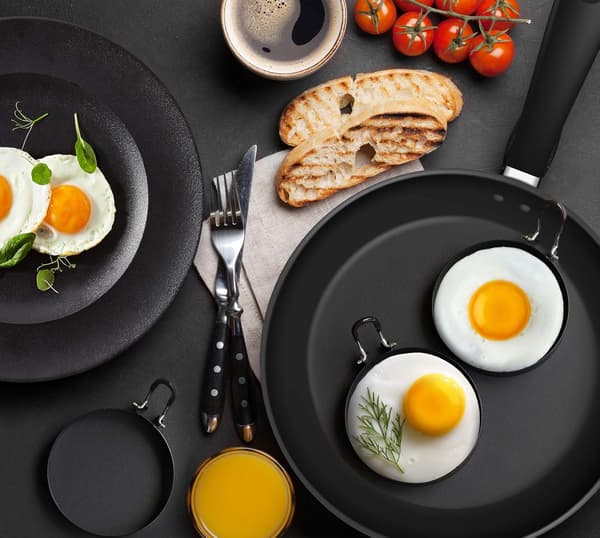 Eggringer, 4-pakning eggringer i rustfritt stål, pannekakeform for steking av egg og omelett