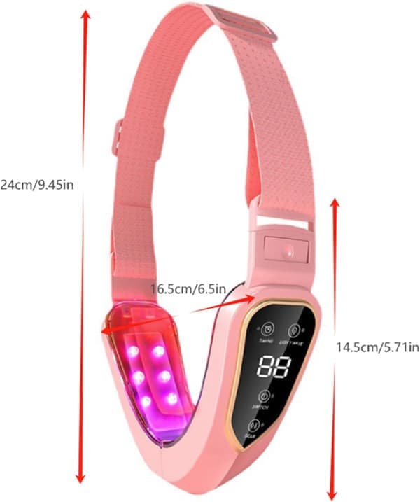 Adjustable Facial Support | 12 Vibration Modes + 5 LED Lights | Ergonomic Design | Portable Comfort (Pink)