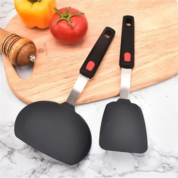 Stekspade Non-Stick Slitsad Stekspade Köksredskap Spatel Rostfritt Stål Silikon Biff
