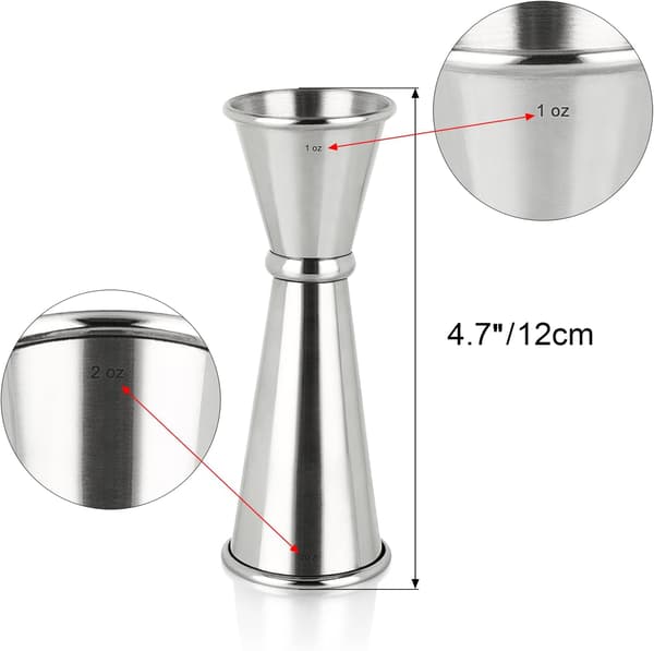 3 stk. dobbelt jigger og cocktailjigger i rustfrit stål 1 OZ X 2 OZ alkoholmåleværktøj