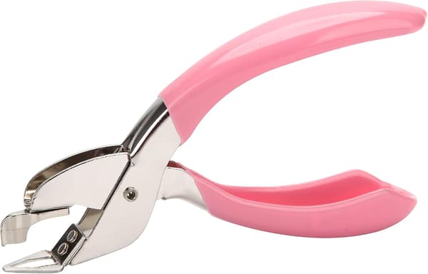 Stiftfjernerverktøy for kontor, tung håndstiftfjerner, enkel å fjerne (rosa)