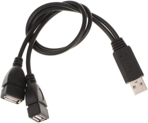 USB 2.0-adapter, dobbelt USB hunstik Y-splitter opladerkabel (2-pak) til bærbar computer/tablet/smartphone dataoverførsel/opladning