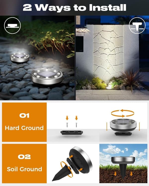 10 LED Solar Jordlamper - Solar Havelamper - Udendørsbelysning - Solar Havelamper