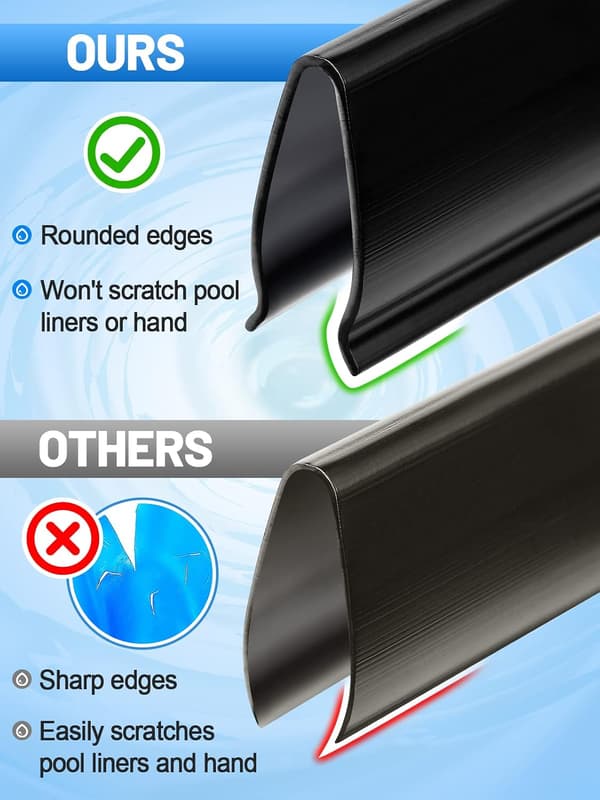 24\" Pool Coping Strips 33-pak, Overlap Liner Lock Erstatning til Runde & Ovale Overjordiske Pools, Holdbare Plastikclips