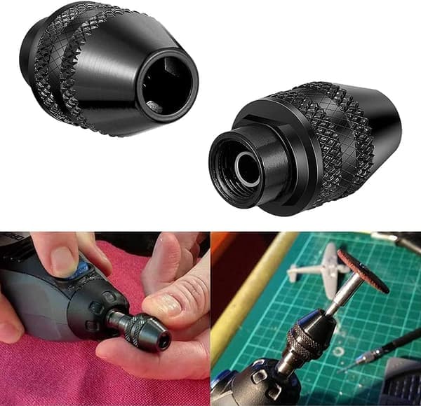 Multifunktionel nøglefri borepatron, 4-pak, mini nøglefri borepatron, universaladapter, nøglefri multichuck til elektriske slibemaskiner, 0,4-3,2 mm