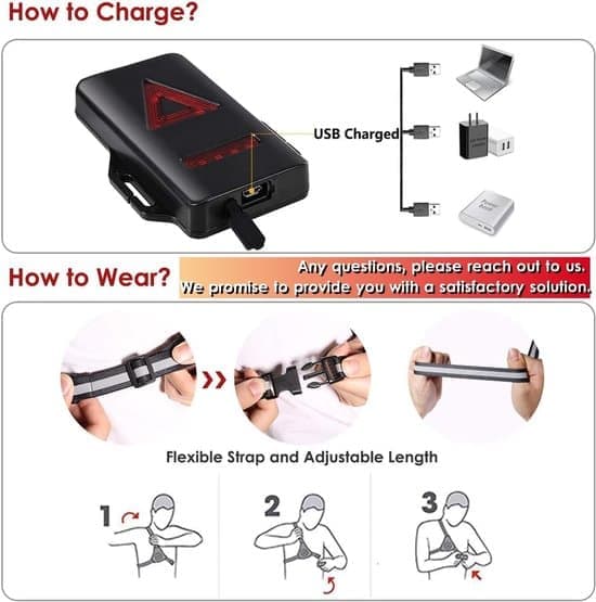 Running Light - Chest Light - LED Chest Light for Runners - 90° Adjustable Angle - Perfect for Dog Walking, Night Running, Walking and Jogging
