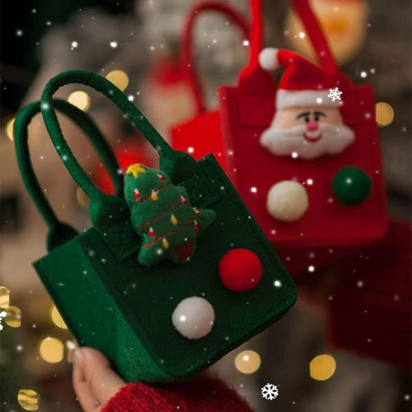 God Jul, Julafton, portabla äppelväskor, filtväskor, presenter, godis och kakor, små presenter, fredsfrukt presentförpackningar.