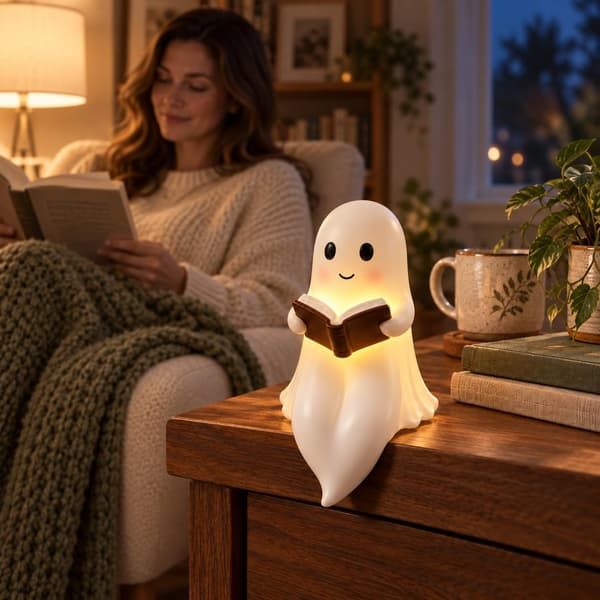 Sød spøgelseslæselampe / Halloween natlampe