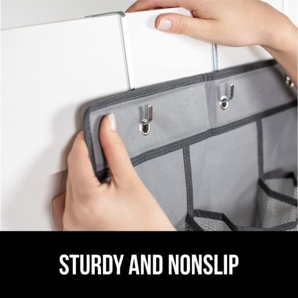 Door Shoe Organizer, 2-Pack - 24 Mesh Pockets, Hanging Storage for Closet, Holds 40 lbs, Space-Saving (Grey)