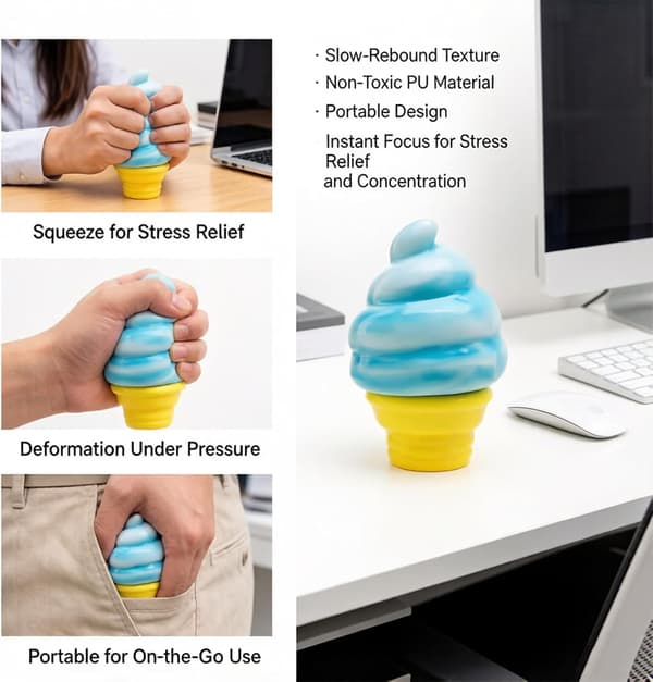 Needoh Ice Cream Cone - En stressavlastande leksak formad som en glasstrut