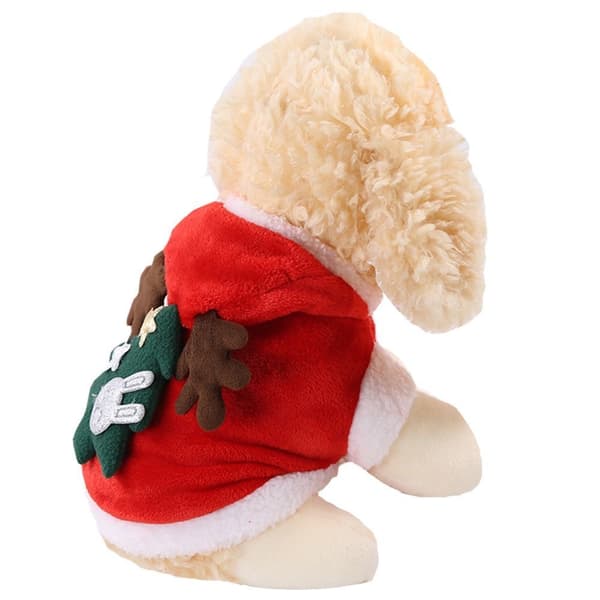Jule-tema Fleece Sweatshirt til Små Hunde – Varm Efterårs-/Vinterbeklædning (Egnet til Bichon Frise, Teddy/Puddel, Pomeranian – Størrelse L)