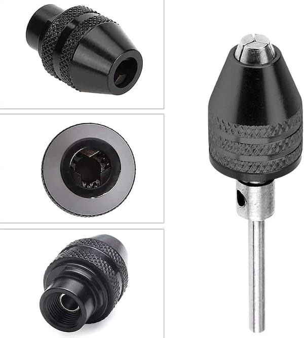 Multifunktionel nøglefri borepatron, 4-pak, mini nøglefri borepatron, universaladapter, nøglefri multichuck til elektriske slibemaskiner, 0,4-3,2 mm