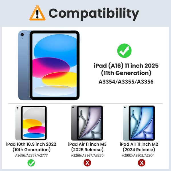 iPad (A16) 11./10. generation (2025/2022), Slim Stand Hard Shell Cover (Sort)