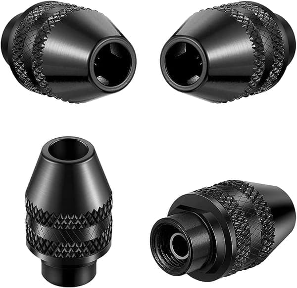 Multifunktionel nøglefri borepatron, 4-pak, mini nøglefri borepatron, universaladapter, nøglefri multichuck til elektriske slibemaskiner, 0,4-3,2 mm