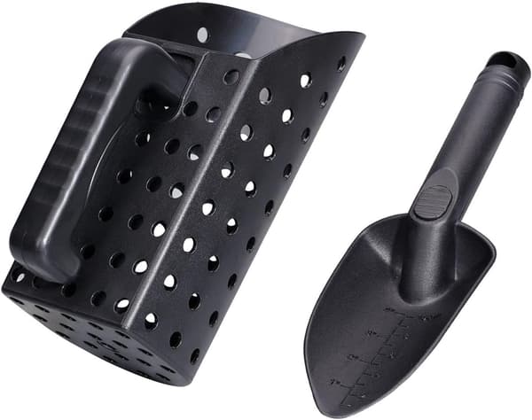 Bærbart, ergonomisk og solid sandscoop og murskje i ABS-plast for skattejakt, egnet for metalldeteksjon