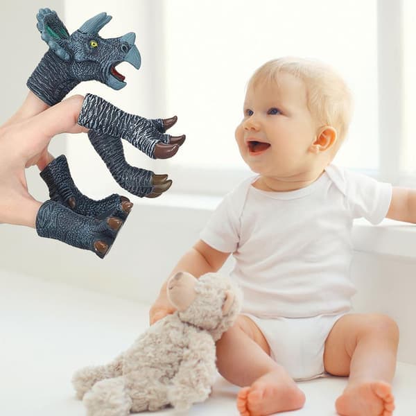 4-delad dinosaurie fingerdocka set, vinylmaterial, barnbadleksaker