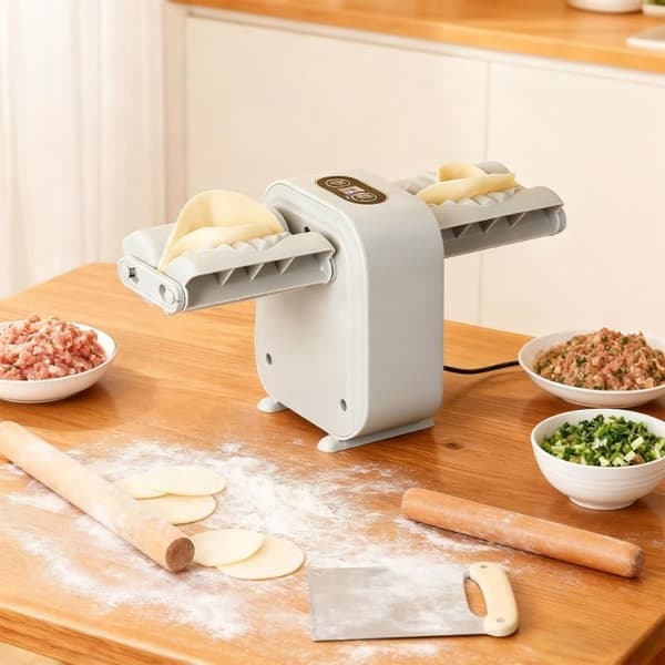 Automatisk Elektrisk Dumplingmaskin - Oppladbar, 2 Moduser, Multi-Tilbehør for Dumplings, Paier og Bakverk