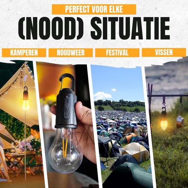 Campinglamper (sæt med 2) – Nødlys – 3 tilstande – Campinglanterner – Genopladelige campinglamper – Teltlamper