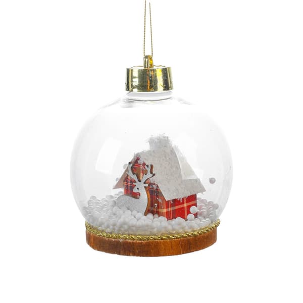Julgransprydnad med belysning: en transparent kula med invändig LED-belysning.