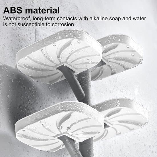 4-Tier Soap Shelf – Soap Holder – Soap Dish – Swiveling & Self-Draining – No-Drill Installation – Bathroom & Shower – Off-White