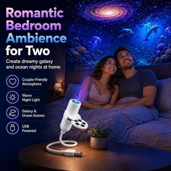 5D Holographic Night Light Projector – Holographic Projection Night Light – Starry Sky Projector – Plug-and-Play – 360° Adjustable – USB Powered