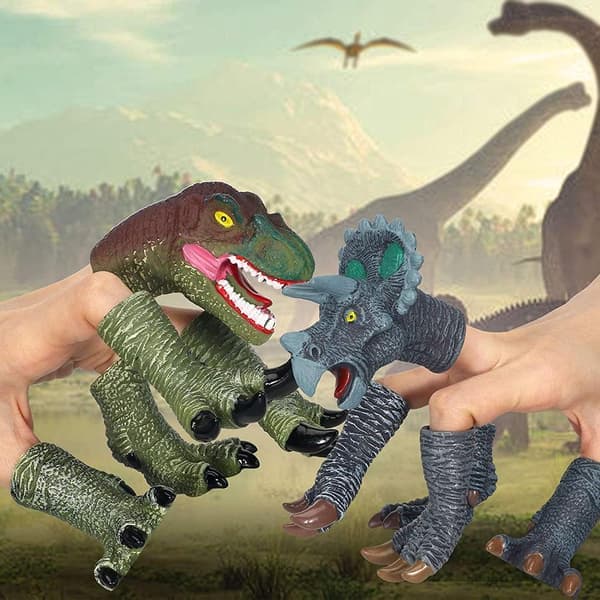 4-delad dinosaurie fingerdocka set, vinylmaterial, barnbadleksaker