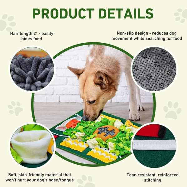 Stor 61x81 cm Snusemåtte til Hunde - Interaktivt Slow Feeder Puzzle til Angstdæmpning & Mental Stimulation, Alle Racer