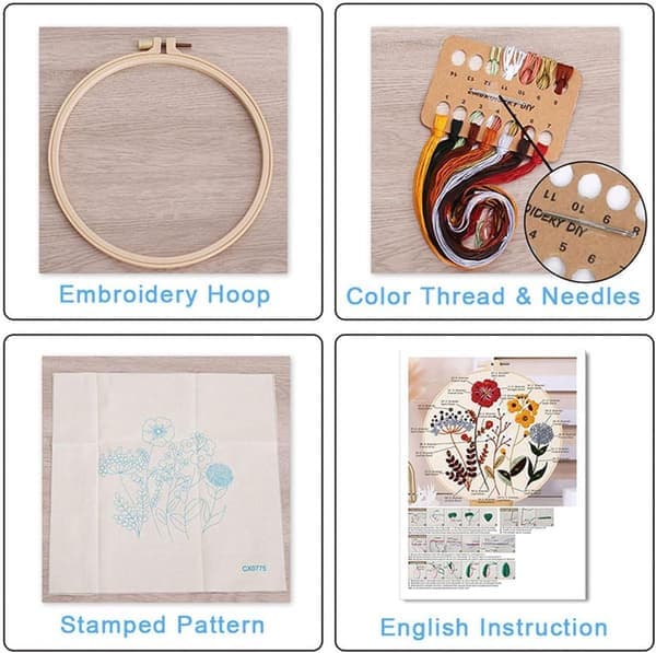 Christmas Embroidery Kit, Cross Stitch Material DIY Kit for Adults, Includes Three Santa Claus Patterns, Beginner Set, Christmas Decoration Gift