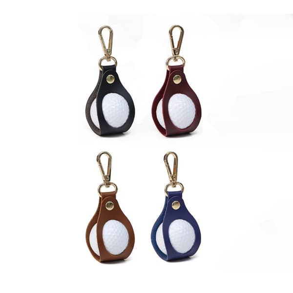 4 st lädergolfbollhållare, 1-pack skyddande bärbar påse med spänne för golfbag/bälte