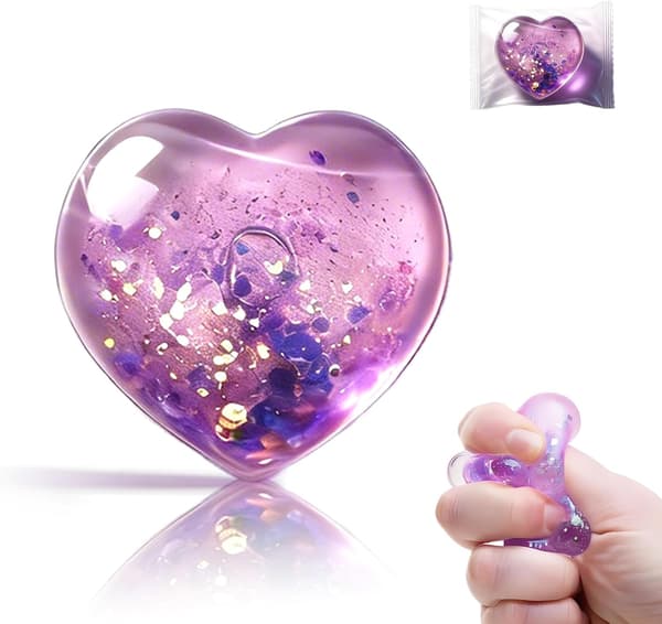 Stressaflastende Fidget Legetøj, Angstlindrende Squishy Hjerter til Voksne, Sensorisk Legetøj til Kontorbord, Påskekurvfyld (Lilla)