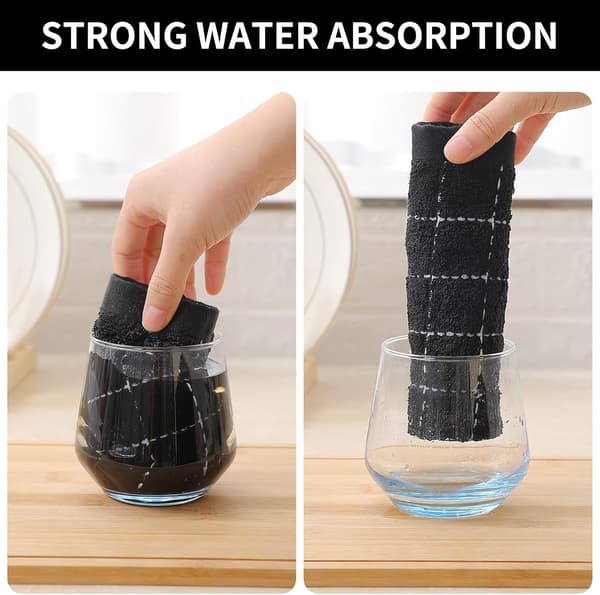 100% bomuld frotté viskestykker (sort, 30 cm), ternet design, bløde og superabsorberende viskestykker, 2-pak