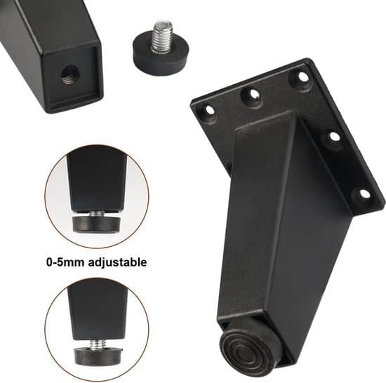 Möbelben - 4-pack - Soffben - 8 cm - Skåpsben - Möbelben i metall - med skruvar - Rektangulära möbelben Lämpliga