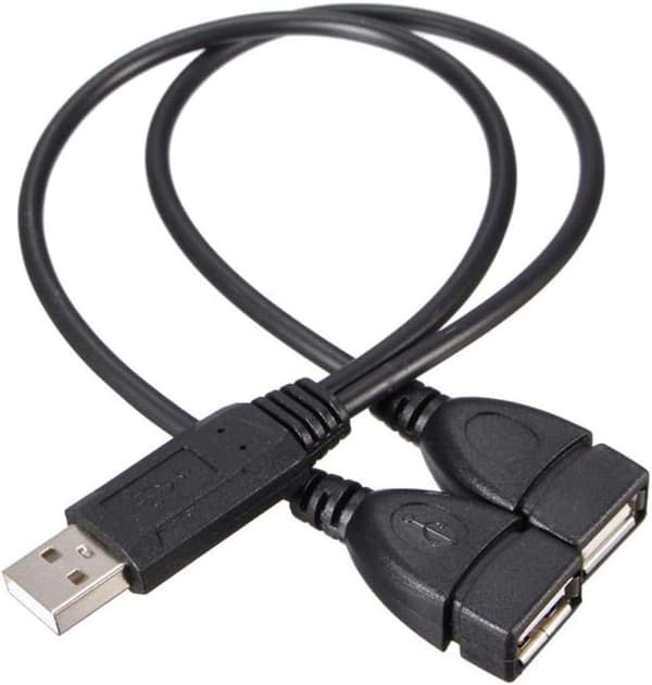 USB 2.0-adapter, dobbelt USB hunstik Y-splitter opladerkabel (2-pak) til bærbar computer/tablet/smartphone dataoverførsel/opladning