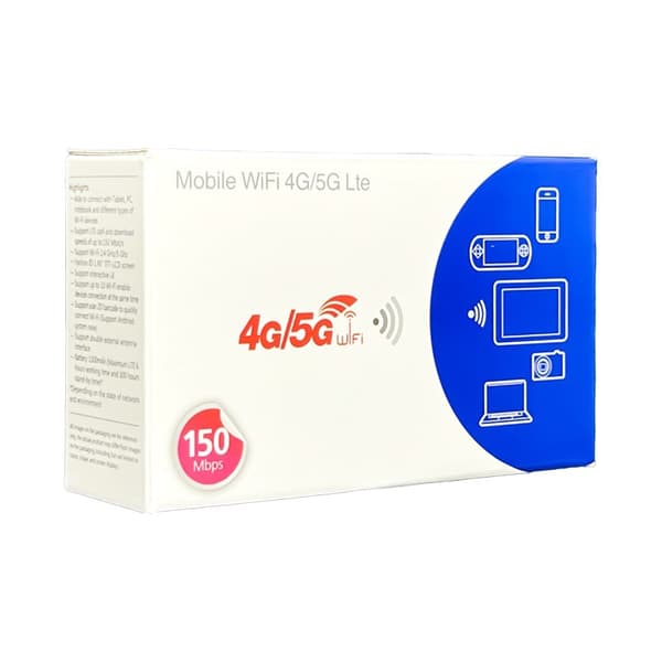 Vit bärbar 4G Wi-Fi-router med SIM-kortplats och LED-indikator