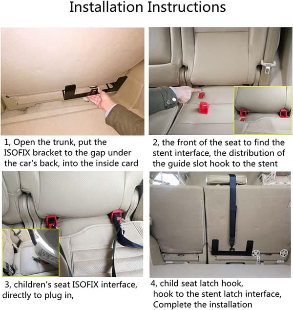 Universell Bilbarnstolsbälte Fästinstallation Kit, för Säkerhetsbältesanslutningar, Svart
