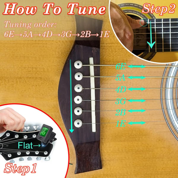 Gitarr Capo, Gitarrplektrum, Gitarrtillbehör, Gitarrstämmare för alla instrument Clip-on elektronisk stämmare för gitarr bas ukulele fiol mandolin banjo