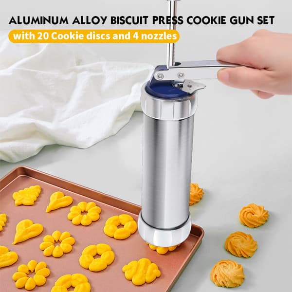 Cookie Maker Cookie Press Gun, Kit Rustfrit Stål Kiks Presse Maker Hjemmelavet Bageværktøj Kiks Kage Dessert DIY Maker og Dekoration