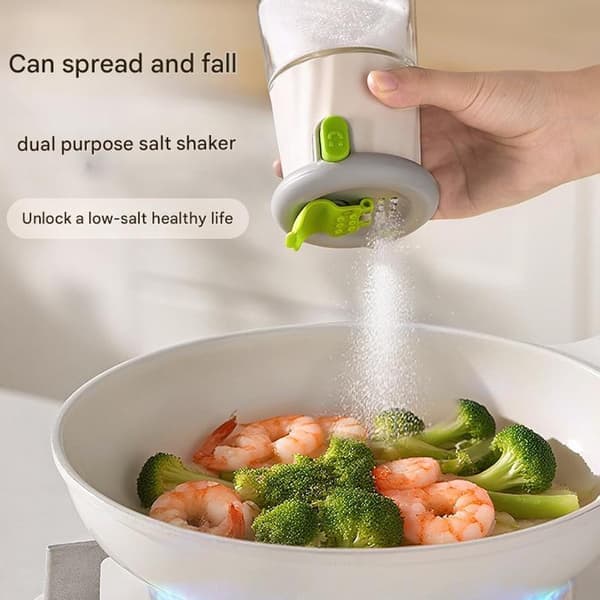 Robust glass container for salt and pepper - with push button for easy dispensing - space-saving glass spice bottle