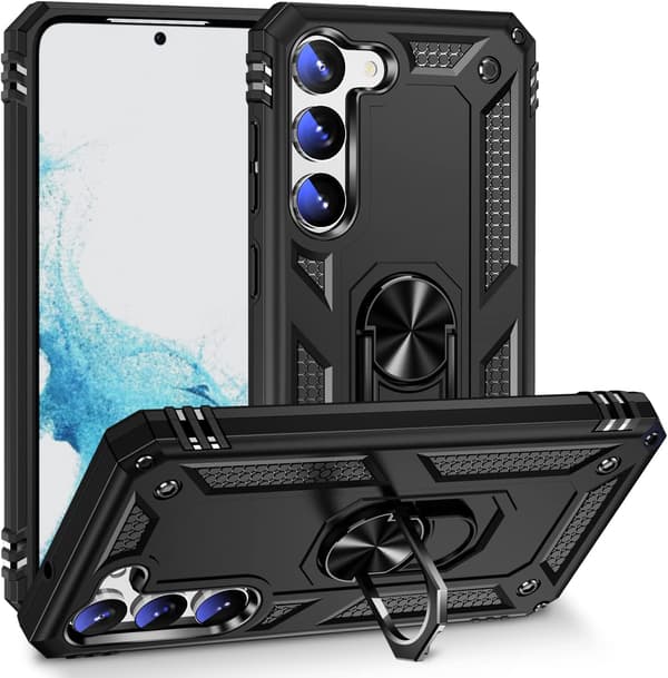 Samsung Galaxy S23 cover med en metalring - Sort