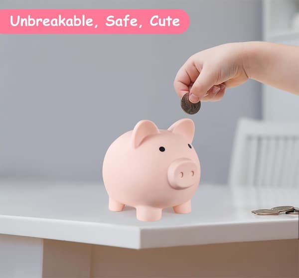 Uknuselig sparegris i plast for jenter og gutter (1 stk rosa) sparegris rosa