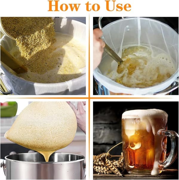Brew Bags, 2-pack extra large reusable strainer bags, 66 x 56 cm, 250 micron fine mesh strainer bag with adjustable drawstring for home brewing hops