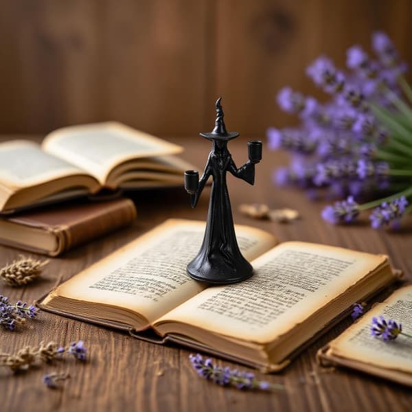 Halloween Witch Sculpture Candlestick Stand with Base Resin for Party Witch Figure Stand