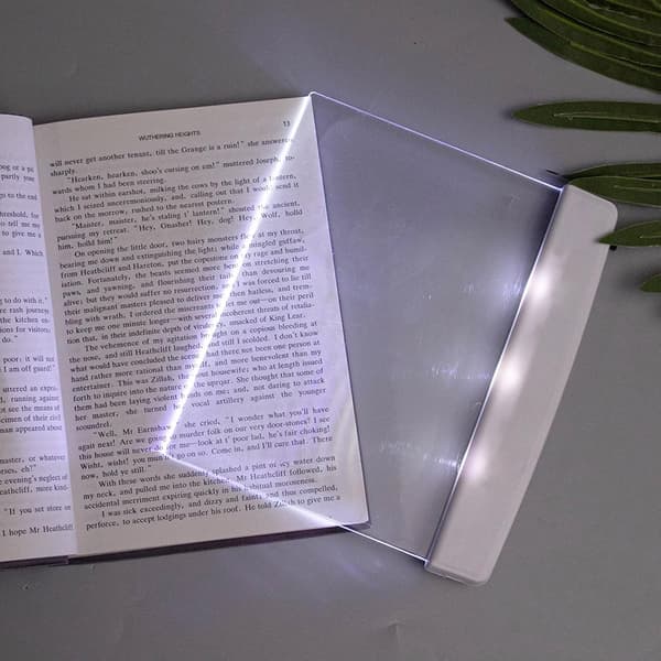Flat boklys sideboklys for lesing i seng om natten klart LED-boklys helside lysende panelplate lampebrett trådløst