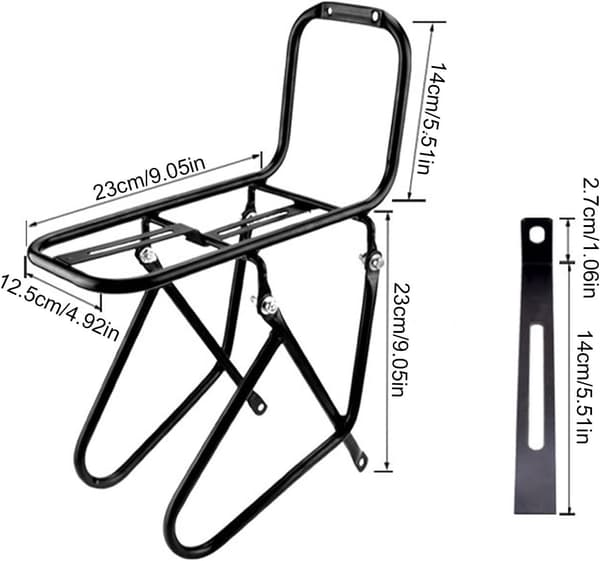 Cykelbagagebærer til front, 15 kg kapacitet, Mountain Cargo Rack, Stål, Sort