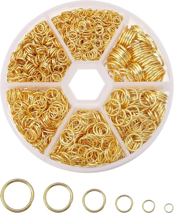 Åbne springringe guld - 970 stk. forgyldte springringe til smykkefremstilling (4mm, 5mm, 6mm, 7mm, 8mm, 10mm)